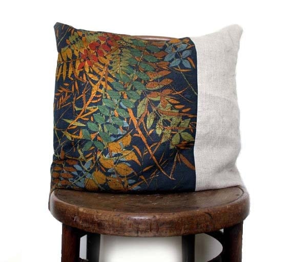 Grasses Decorative Pillow Cover. Blue Rust Red by ProjectSarafan