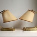 Vintage 1950s Lamps. Small Bedside French Style Lampshade, Shiny Metal Bases. eveteam