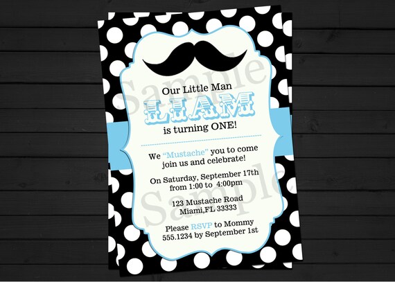 Little Man Mustache Bash Birthday or Baby Shower Invitation Digital File YOU-PRINT Il_570xn