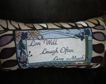 Tapestry- Leaves- Live-Love- Laugh Quote Pillow-Wedding