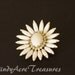 Juliana Style Vintage Milk Glass Brooch in Daisy Design with Cabochon Center is Stunning Twenty Dollar Treasure at WindyAcreTreasures.