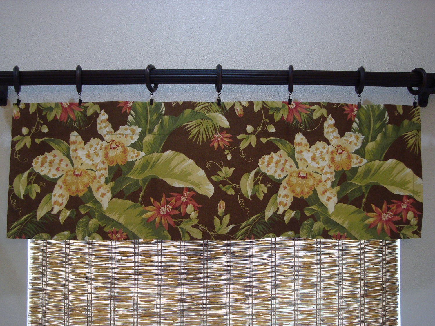 tropical print window valances