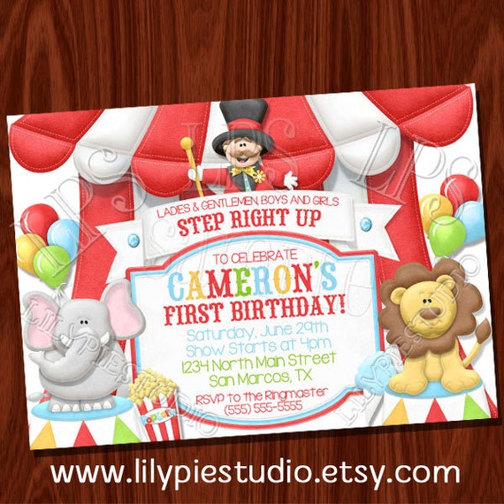 Ringmaster Big Top Circus themed invitation Il_570xn