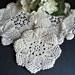 3 Crocheted Doilies Doilys Ecru Vintage Doily Lot A384