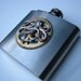 Steampunk Flask with Grandfather Clock Gear and Octopus Charm