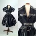 RESERVED Vintage 1950s Black and Silver Striped Swing Dress - Full Circle Skirt - Rockabilly