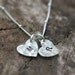 Monogram Double Heart Personalized Necklace / Two Hand Stamped Initial Charms in Sterling Silver