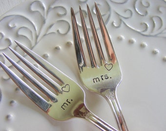 Mr. and Mrs. Wedding Cake Forks