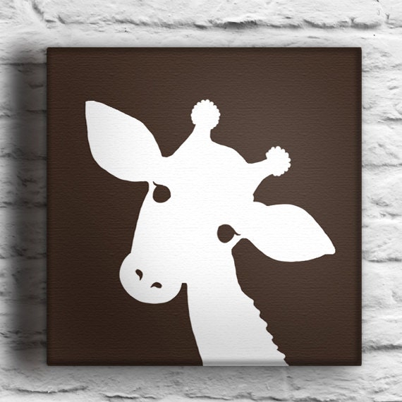Custom Baby Giraffe Silhouette Painting on Canvas