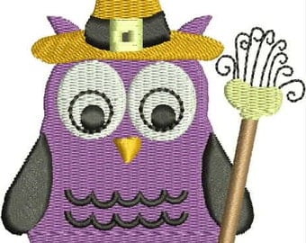 Halloween Embroidery Design - Halloween Hooter Witch - Halloween Owl Embroidery Design - Cute Embroidery Designs, owl, bird,