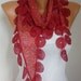 Red Scarf Multicolor Scarf - Cotton Scarf - Cowl with Lace Edge - RED
