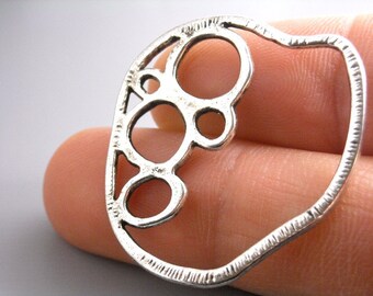 LINK-SILVER-BUB-30MM - Asymetrical Antique Silver Plated Link...4 pcs