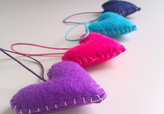 Wedding/party Hearts Favours - winter, turquoise, navy, hot pink, purple - Set of 4 - Ornaments/favors/decor/gifts Il_570xn
