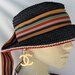 Reserved..Vintage Deadstock YVES SAINT LAURENT Paris New York Hamptons Straw Hat With Big Stripe Bow Black and Red