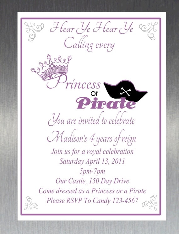 Printable Princess And Pirate Party Invitations 6