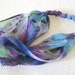 Headband in Blue, Purple and Lime Green Chiffon Water Color Handmade Fashion by Thimbledoodle