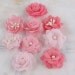 1" fabric flowers - Lady Godivas - Strawberry Ice 557041 - tiny fabric flowers in varying styles - shades of light purple, lavender