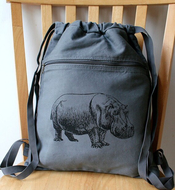 Hippo Backpack School Bag Laptop Bag by catbirdcreatures on Etsy