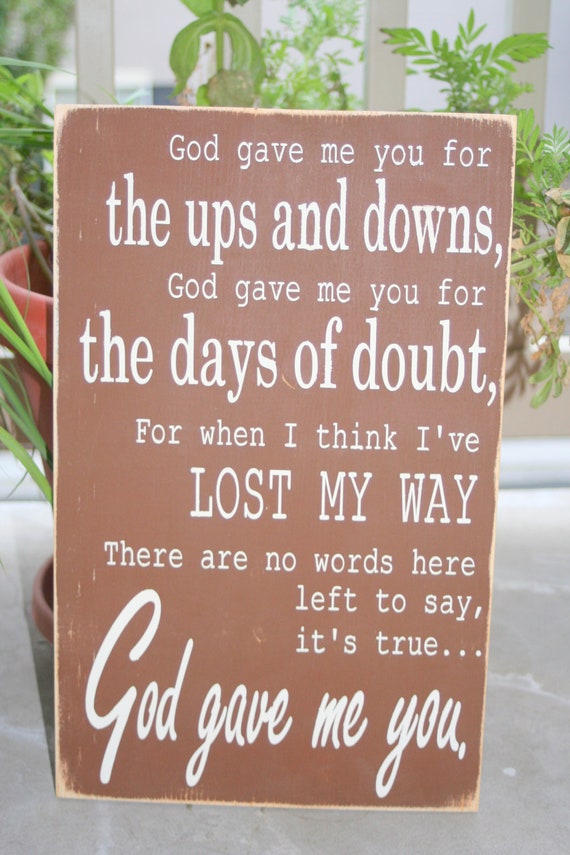 Items similar to God gave me you lyrics hand painted wood ...