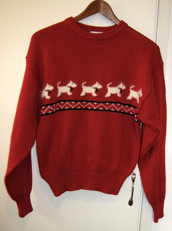 Vintage Scottie Dog Sweater Cute Size Medium