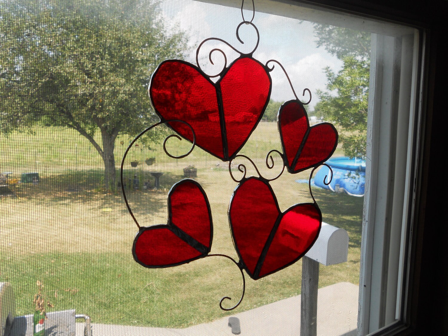 Stained Glass Hearts Suncatcher Valentine Ornament