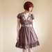 Dress with Floral Embroidery in Chocolate Brown Front lace detail, V-Neckline Small Size