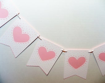 Wedding Valentine Banner Garland Bunting Dotted Swiss Look Valentines Day Anniversary Photo Prop