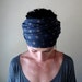 Stars Head Scarf - Gold Stars on Denim Blue Thermal - Hair Wrap, Headband - All in One Accessory - Thermal Knit with Metallic Stars