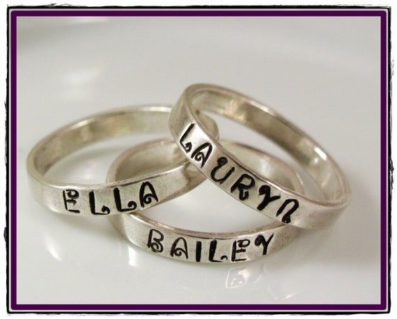 Hand stamped Ring-Sterling Silver Stackable Ring - Size 5-10