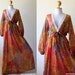 Boho Maxi Dress Long Sleeves Peacock Print : Asian Blend Collection