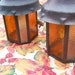 Amber Glass Lighting / Set Of 2 Vintage Electric Stained Glass Light Fixtures / Outdoor Lighting
