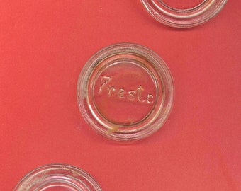 3 Glass Canning Jar Lids - PRESTO Brand - Vintage