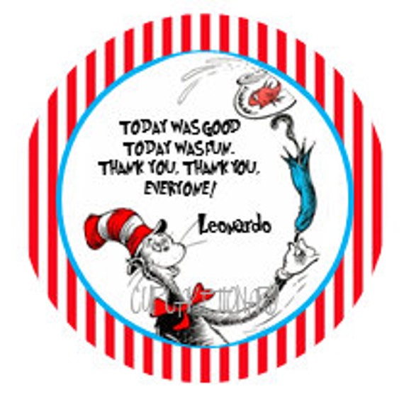 Items similar to Dr. Seuss/Cat in the Hat Favor Tags Printable on Etsy