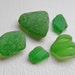 Party of 5 emerald green sea glass bottle pieces - mixed imperfect beach finds from England
