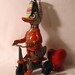 Vintage Wind Up Duck on a Trike Tin Toy - WORKS - And He's Dressed to Ride......