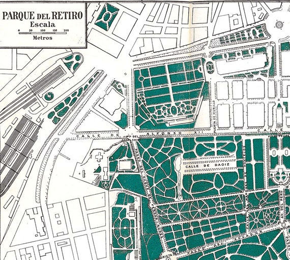 1920s Retiro Park Madrid Spain Vintage Plan by CarambasVintage