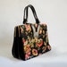 Vintage Over Sized Tapestry Bag / Large Floral Carpet Bag / Baroque Style 1960s Black and Floral Hand Bag / Frame Bag