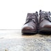 rubber sole. vintage 80s brown lace up fold over booties. size 6 1/2