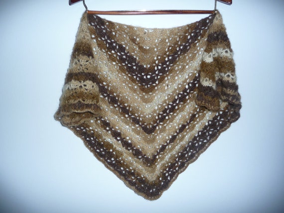 Hand-Crochet Cozy Shawl in striped pattern, wrap, winter, warmer, women, teens, in PDF PATTERN.