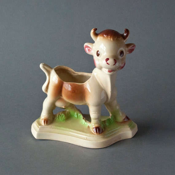 Items similar to Vintage Pottery Cow Planter on Etsy