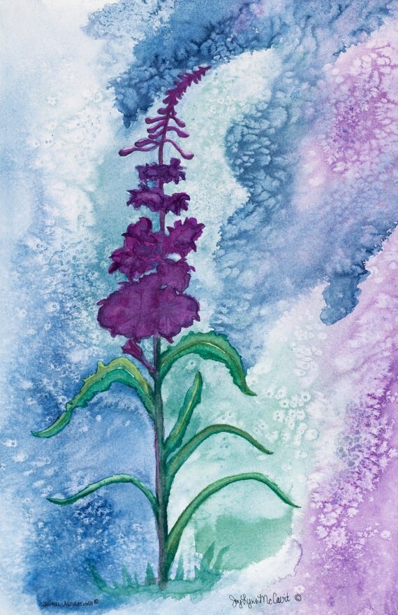 Title: Fireweed Abstract Watercolor Giclée Print
