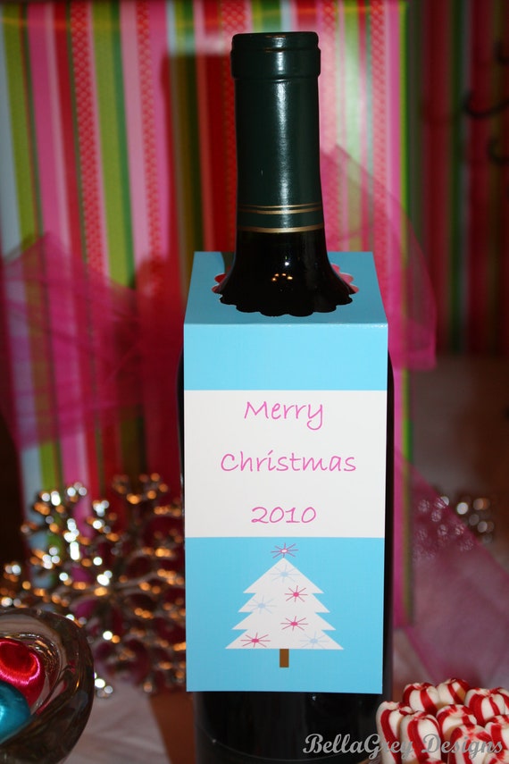 Modern Snowflake Christmas Party Wine Bottle Tags Il_570xn