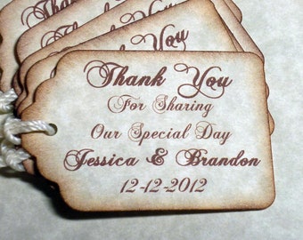 100 PERSONALIZED Thank you -Wedding or Favor tags-Shower or Gift tags-Hang Tags