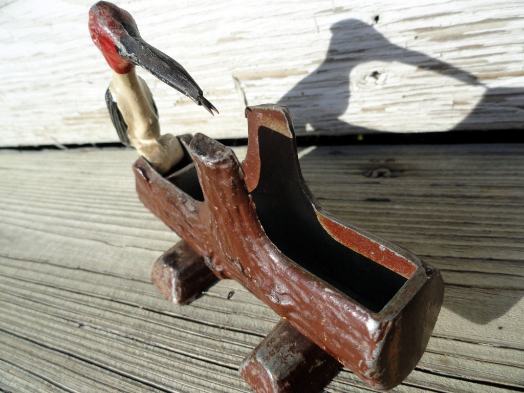 Cast Iron Woodpecker Toothpick Holder