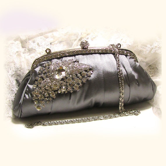 Bridal clutch Victorian evening bag Silver clutch by GlamDuchess