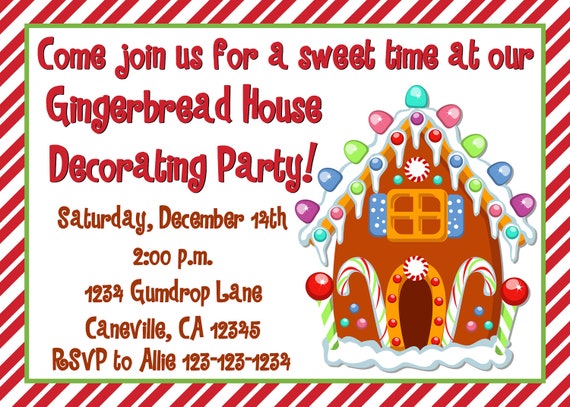 Gingerbread House Decorating Party Invitation Wording 4
