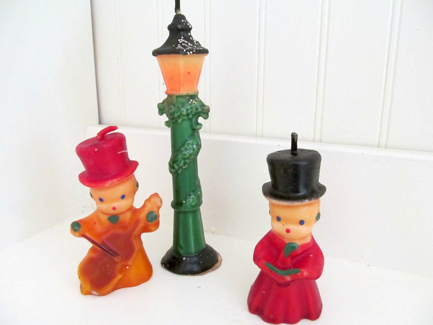 Vintage Gurley Candles Carolers and Lamp post Original