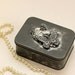 Vintage Oxidized Metal Trinket Box with Butterfly and Botanicals / Gift Box
