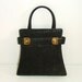 Vintage buffalo leather hide skin black large kelly handbag bag