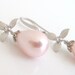 wedding jewelry,naturel teardrop pink sea pearl earrings with cz connector and earwire wedding earrings bridal earrings
